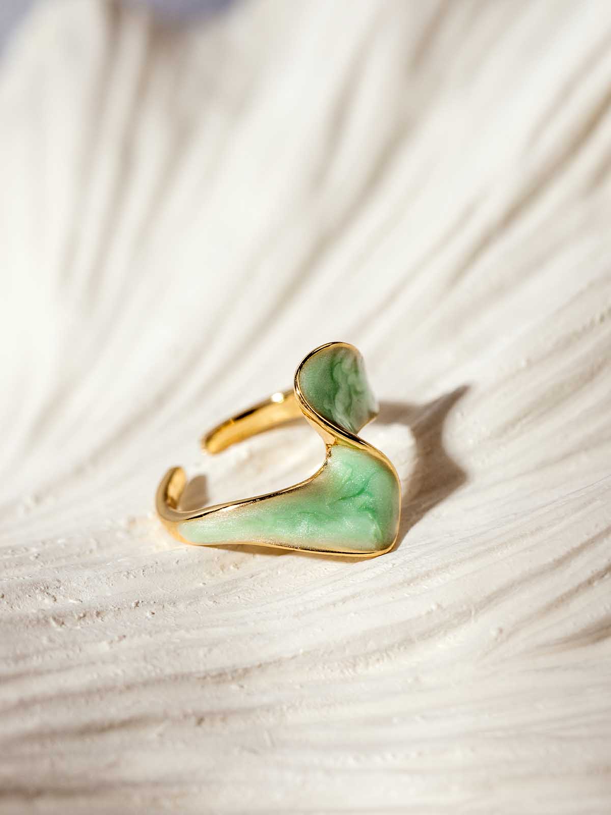 Ribbon of Light Gold Adjustable Ring in Mint