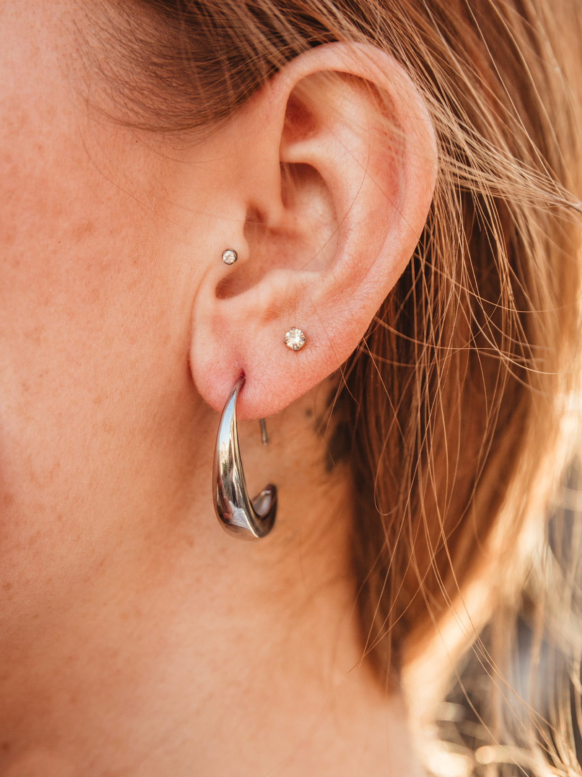 Crescent Moon Threader Drop Earrings