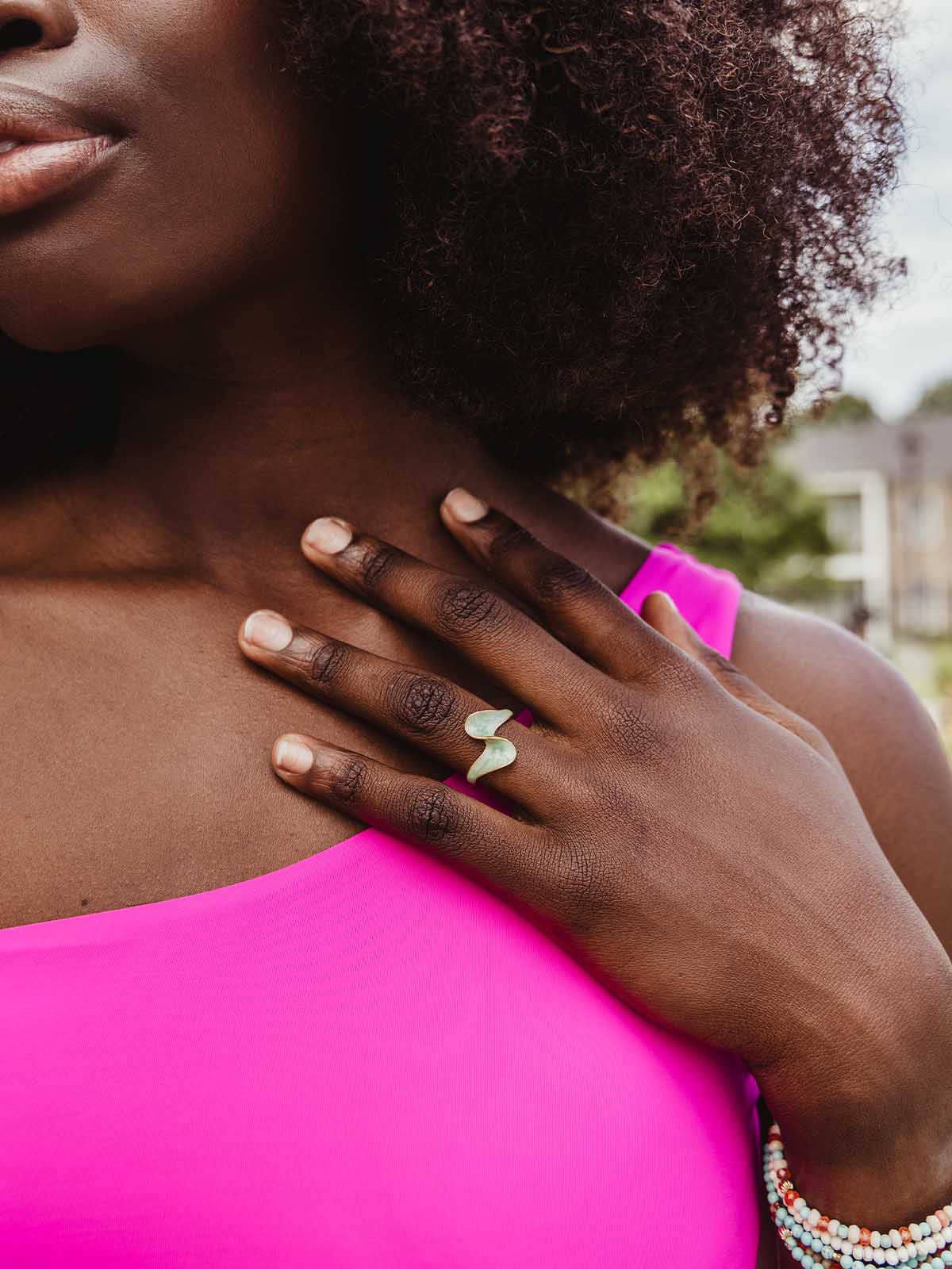 Ribbon of Light Gold Adjustable Ring in Mint