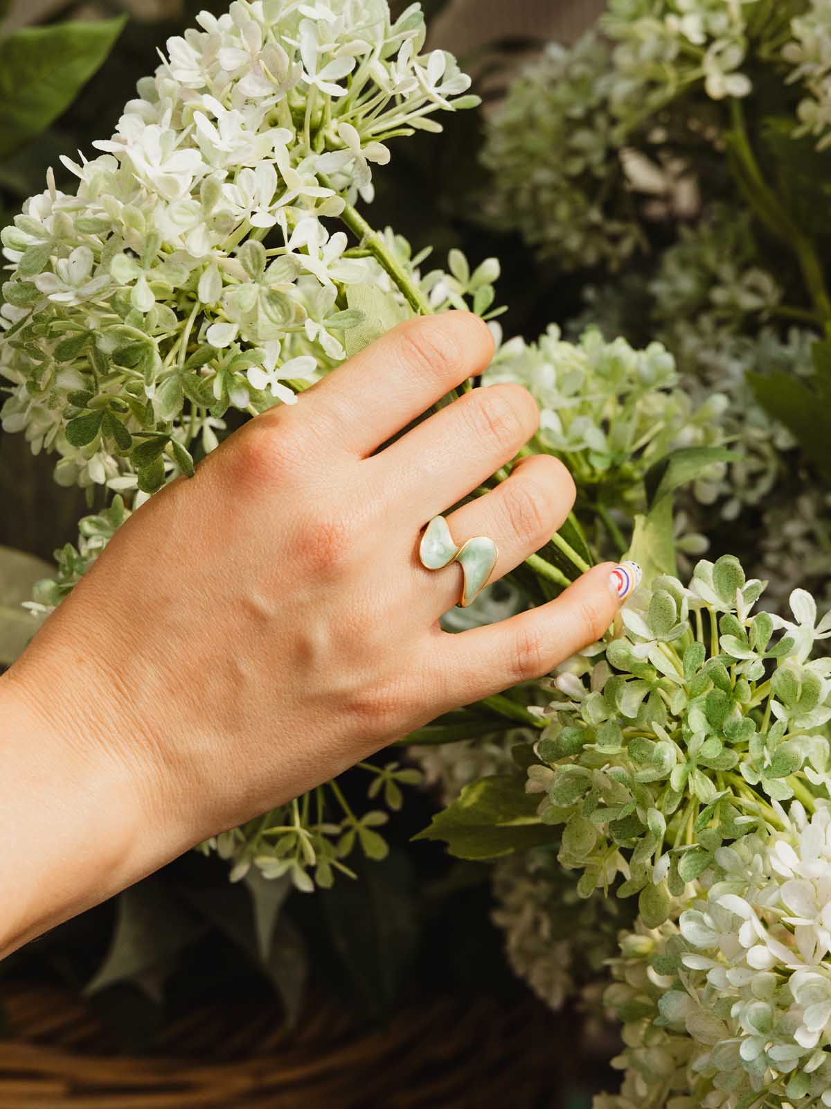 Ribbon of Light Gold Adjustable Ring in Mint