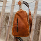 Sling Leather Crossbody Purse in Cognac