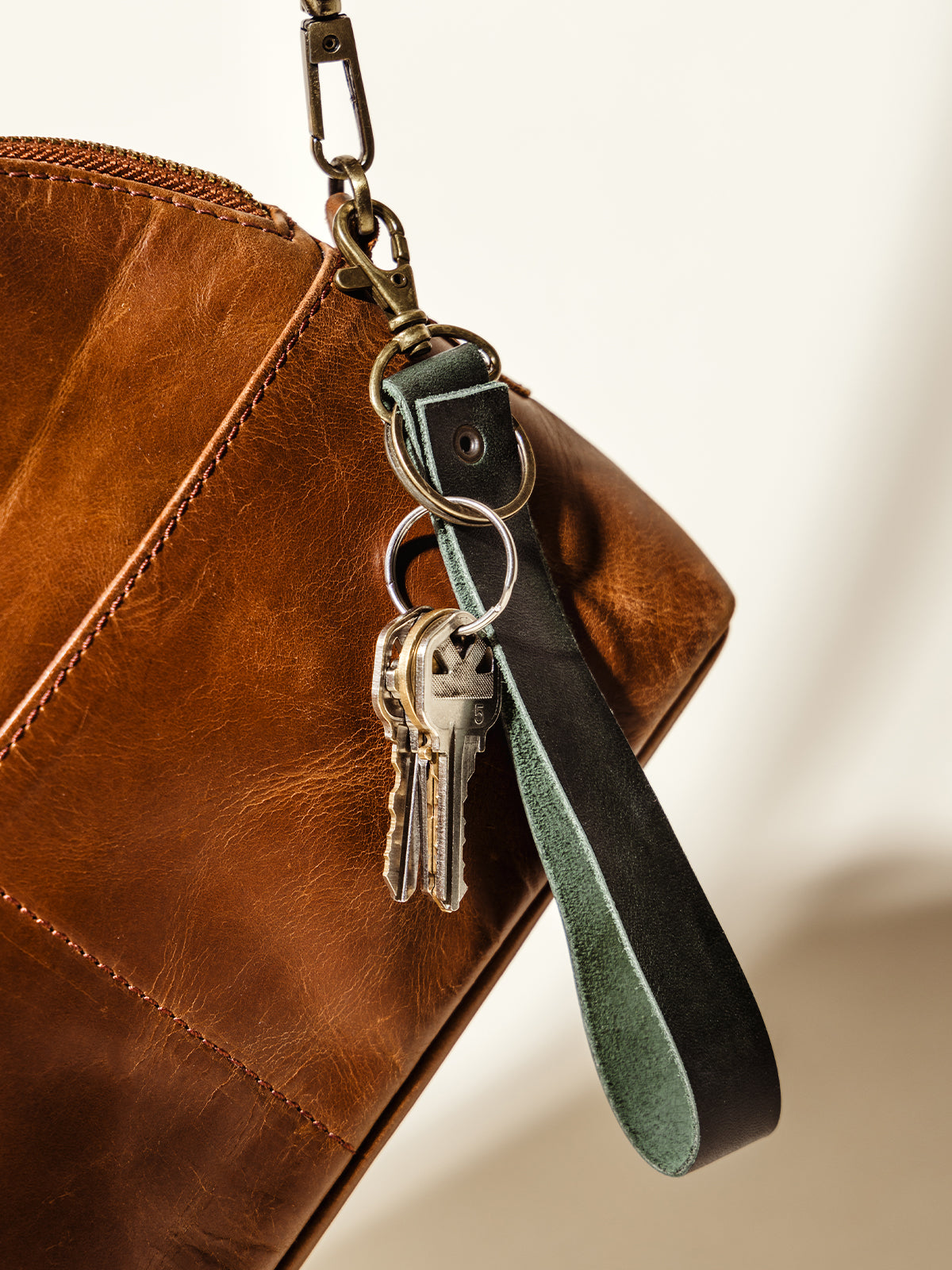 Emerald Green Leather Loop Keychain