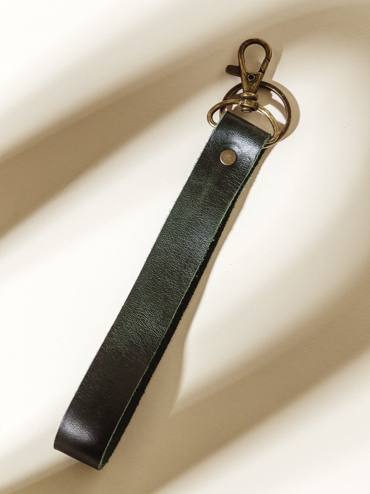 Emerald Green Leather Loop Keychain