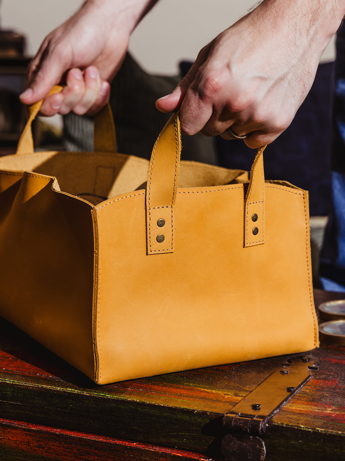 Leather Storage Bin