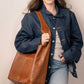 Elevated Leather Hobo Purse in Cognac