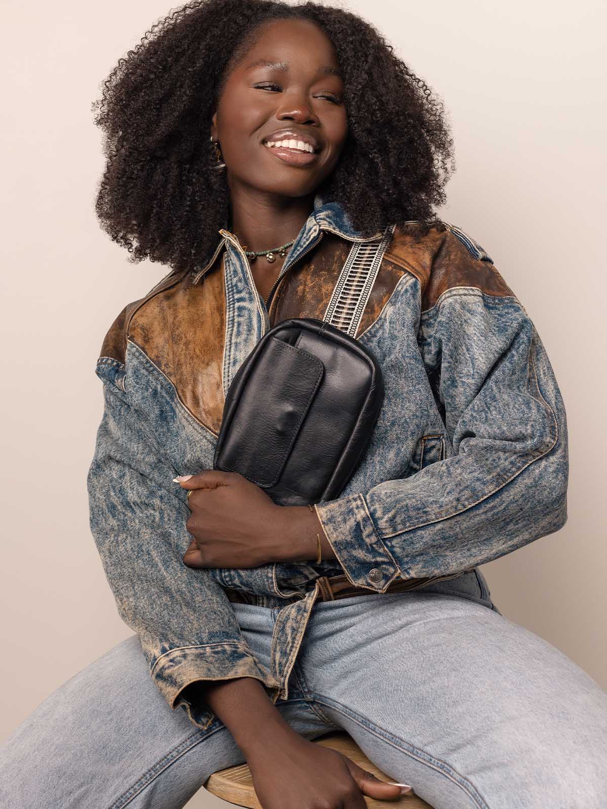 Black Leather Crossbody Purse