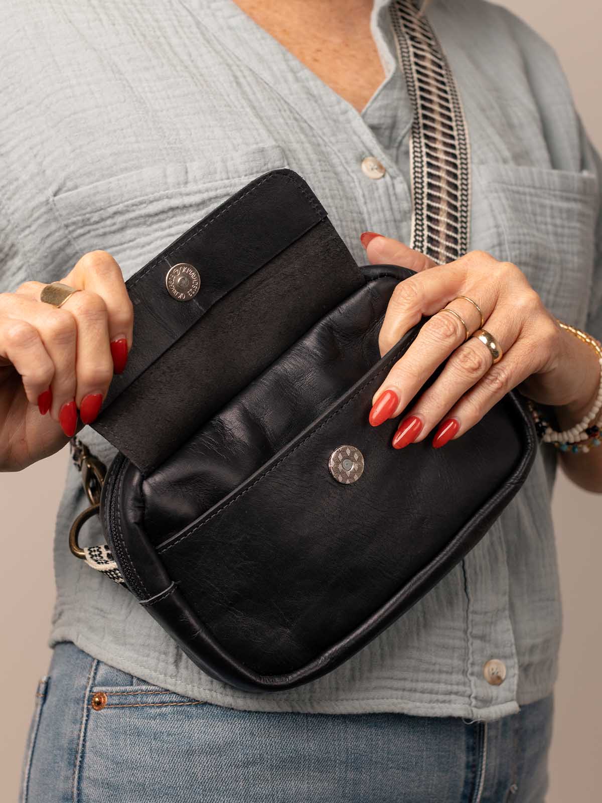 Black Leather Crossbody Purse