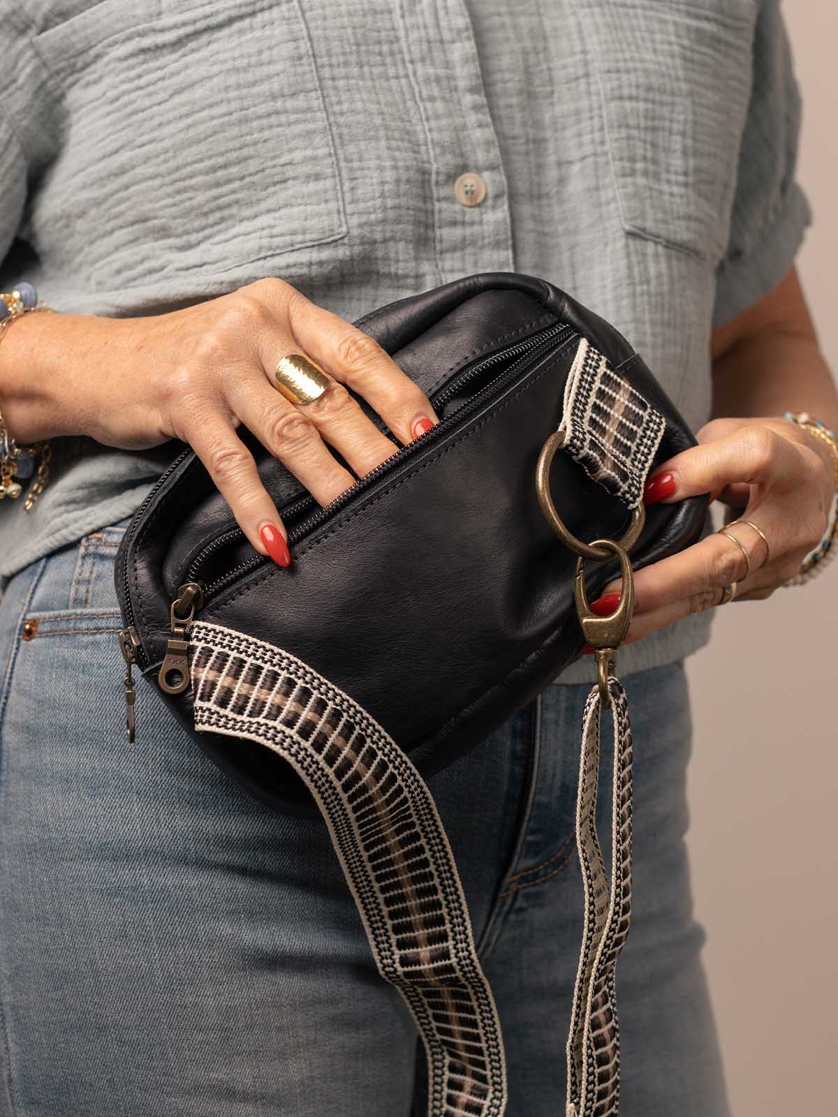 Black Leather Crossbody Purse
