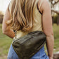 Sling Leather Crossbody Purse in Sage