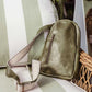 Sling Leather Crossbody Purse in Sage