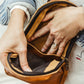 Sling Leather Crossbody Purse in Cognac