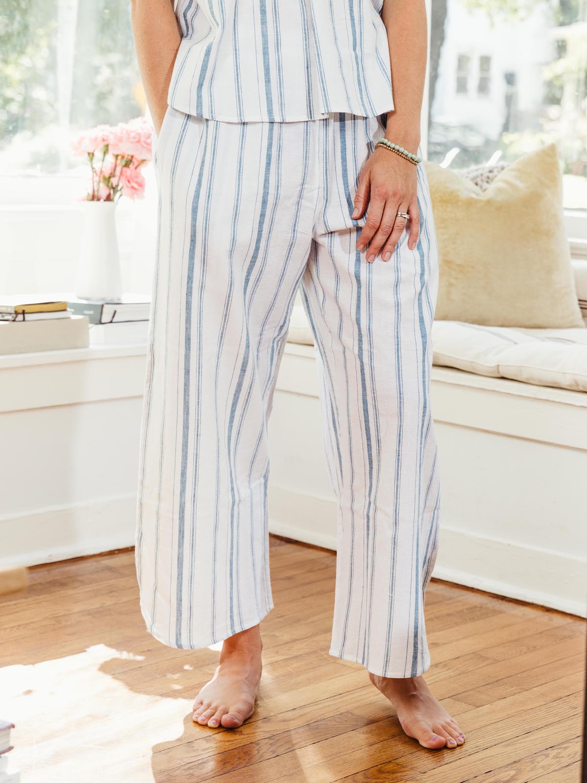 The Rest Collection Sleep Pants- Blue & White Stripes