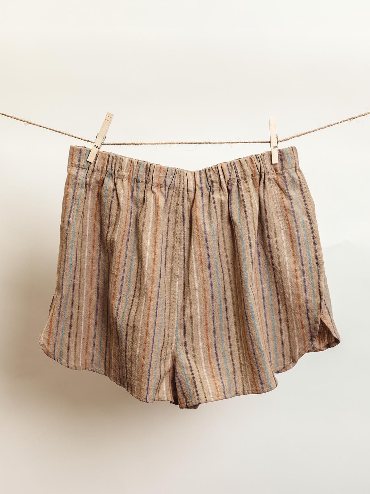 The Rest Collection Sleep Shorts- Tan Stripes