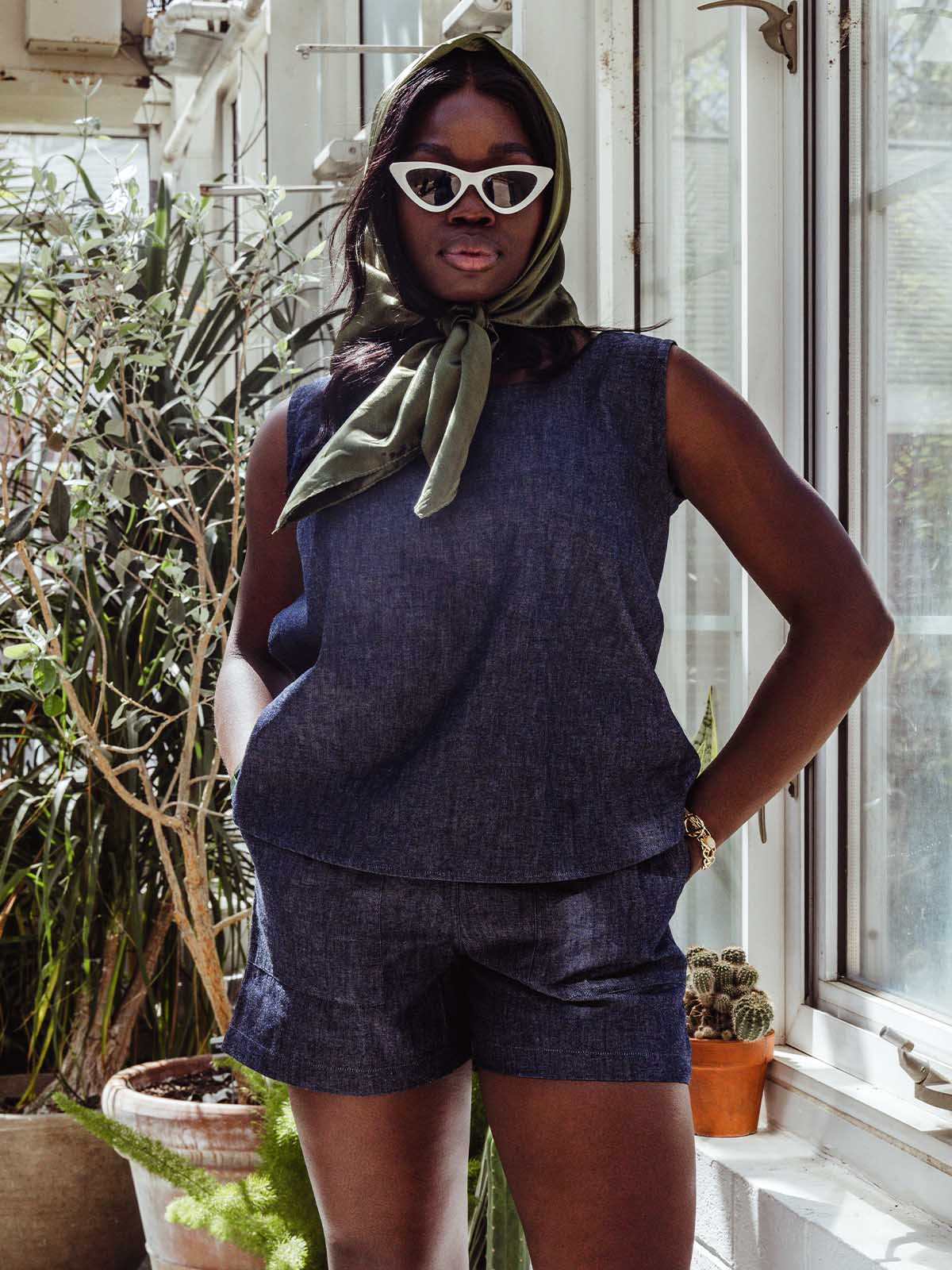 Harmony Sleeveless Linen Top (Reversible)