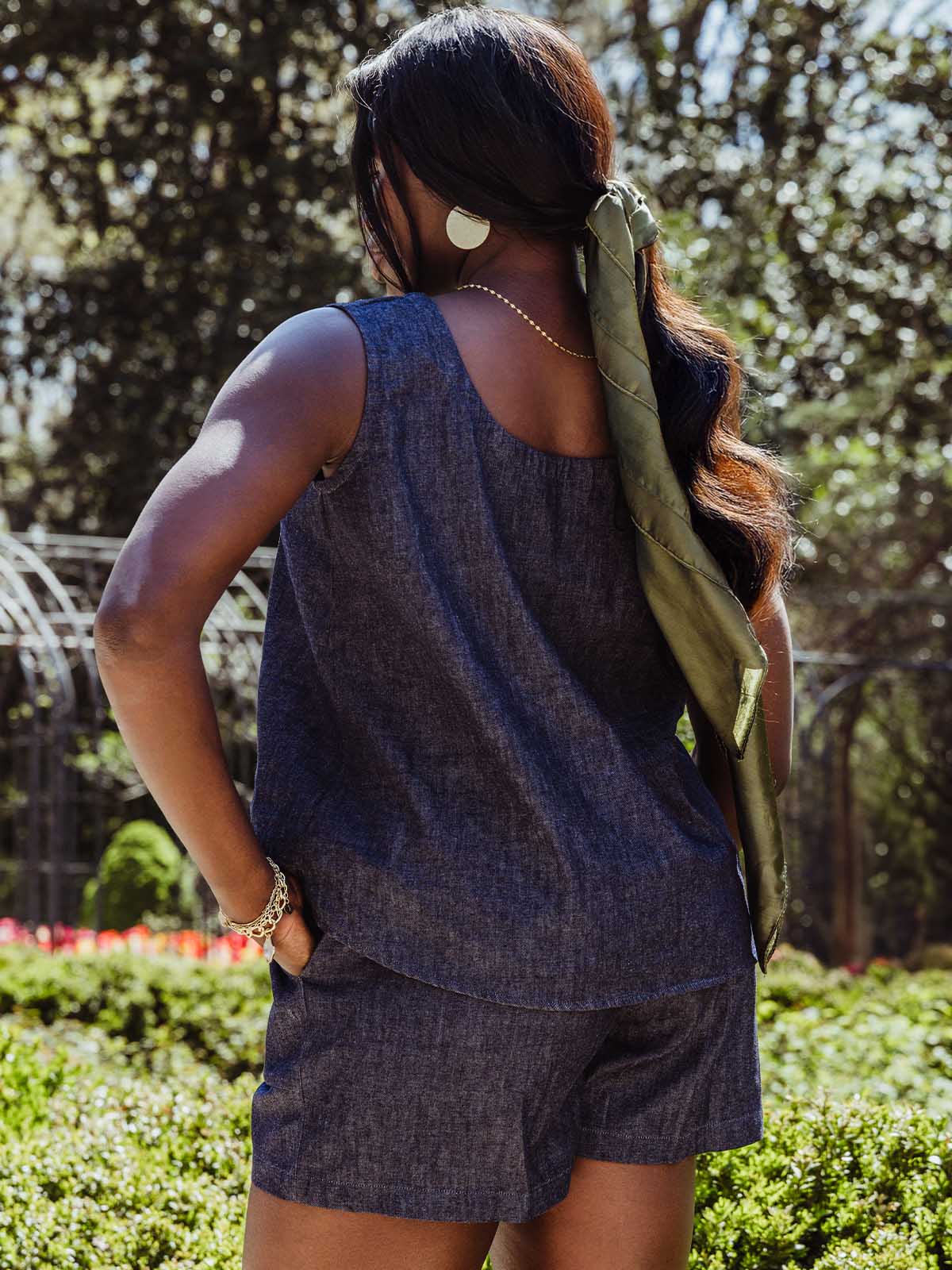Harmony Sleeveless Linen Top (Reversible)