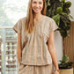 The Rest Collection Sleep Shirt- Tan Stripes