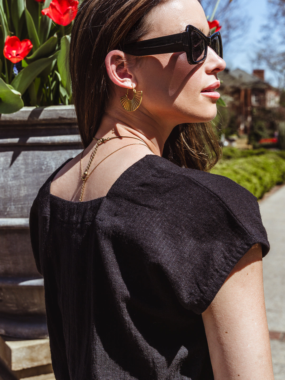 Black Onyx Square Neck Ribbed Top