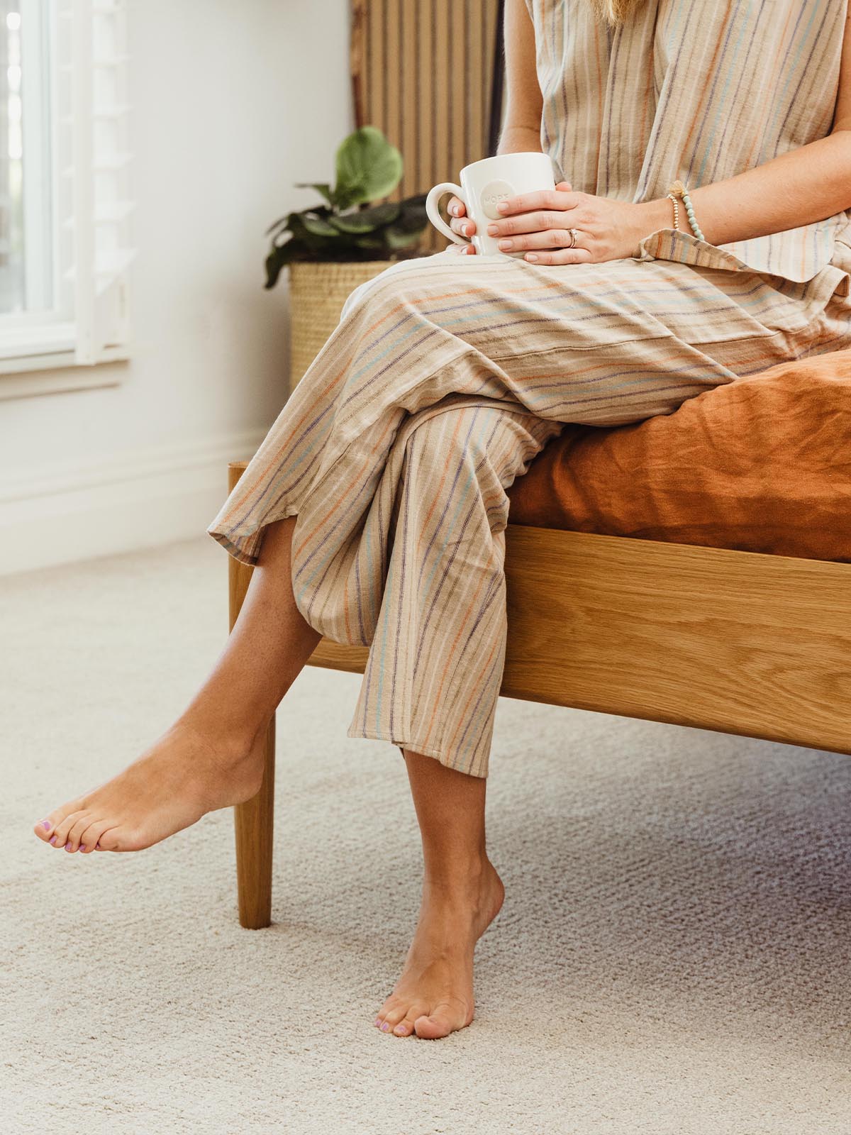 The Rest Collection Sleep Pants - Tan Stripes