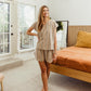 The Rest Collection Sleep Shirt- Tan Stripes