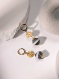 Black & White Drop Earrings in Gold