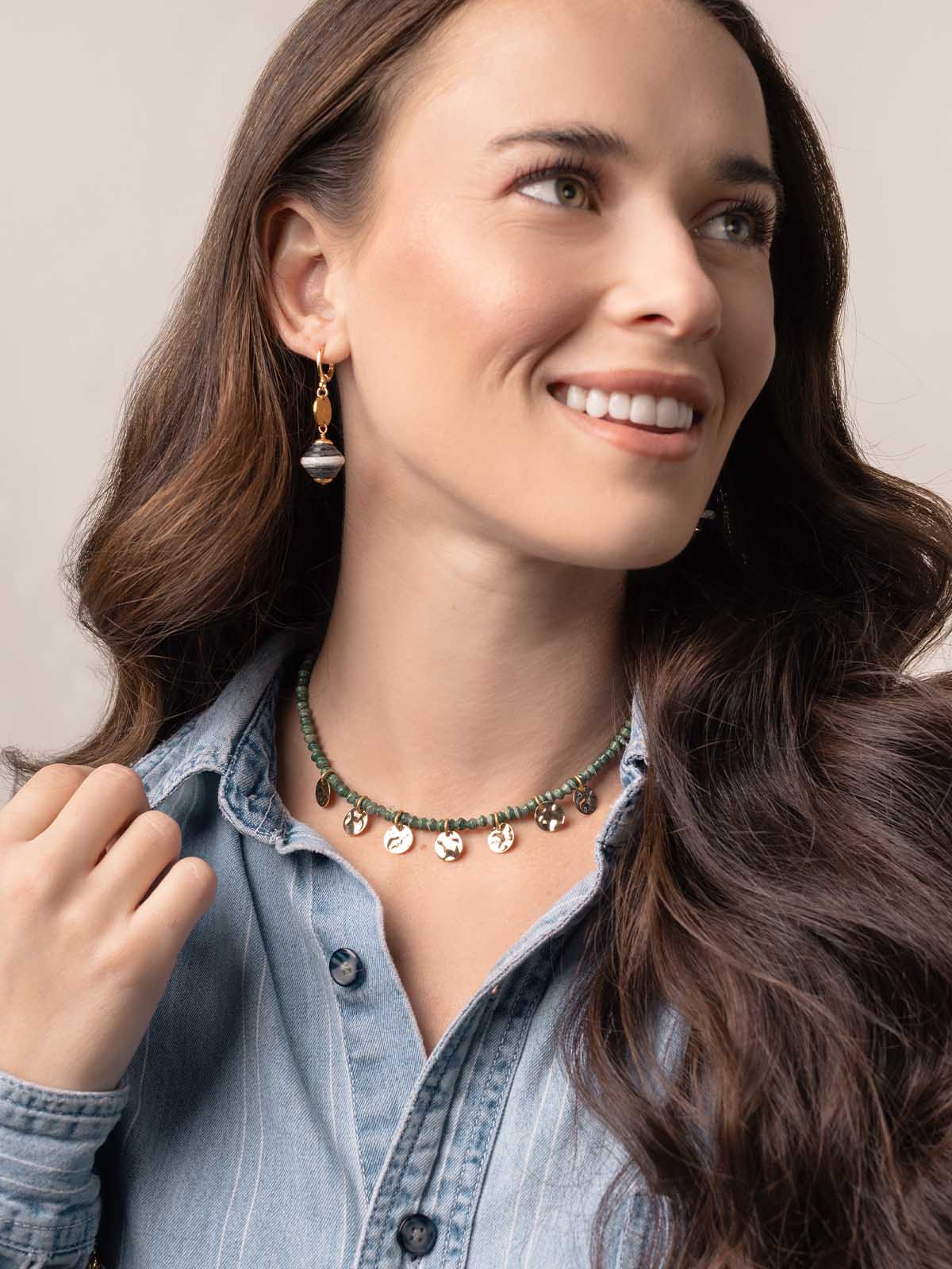 Sunshine Necklace in Earthy Green