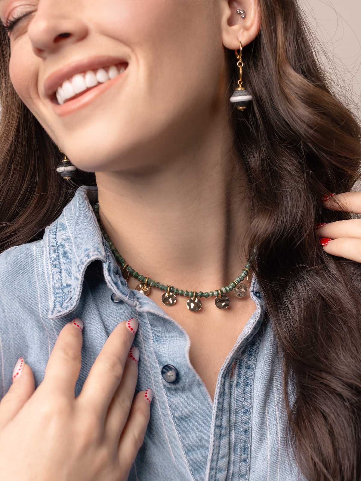Sunshine Necklace in Earthy Green