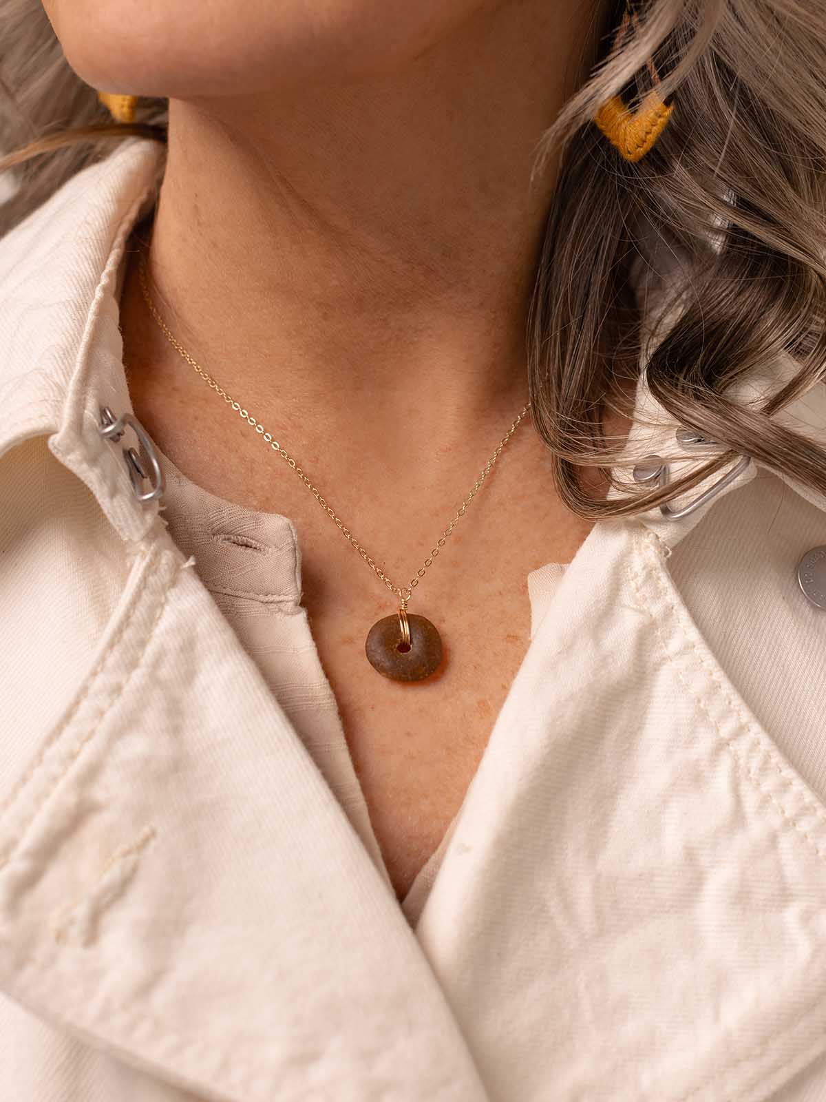 Brown Glass Pendant Necklace
