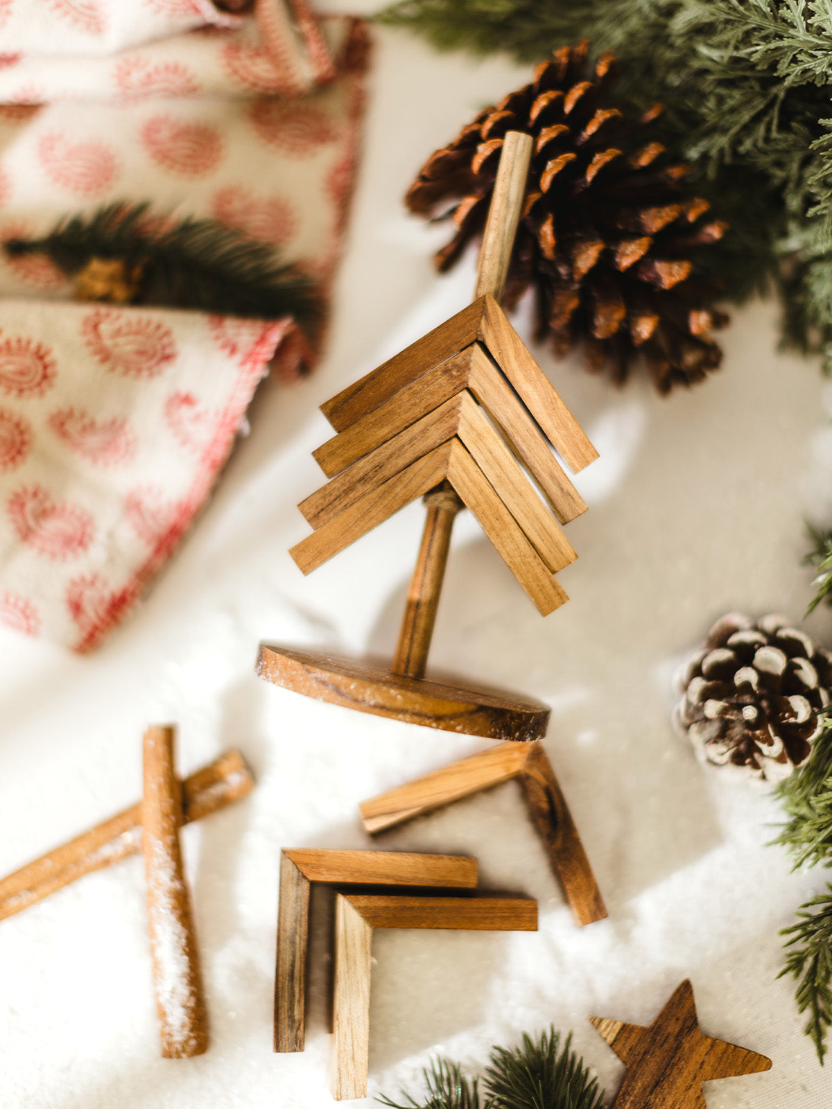 Tabletop Teak Wood Christmas Tree