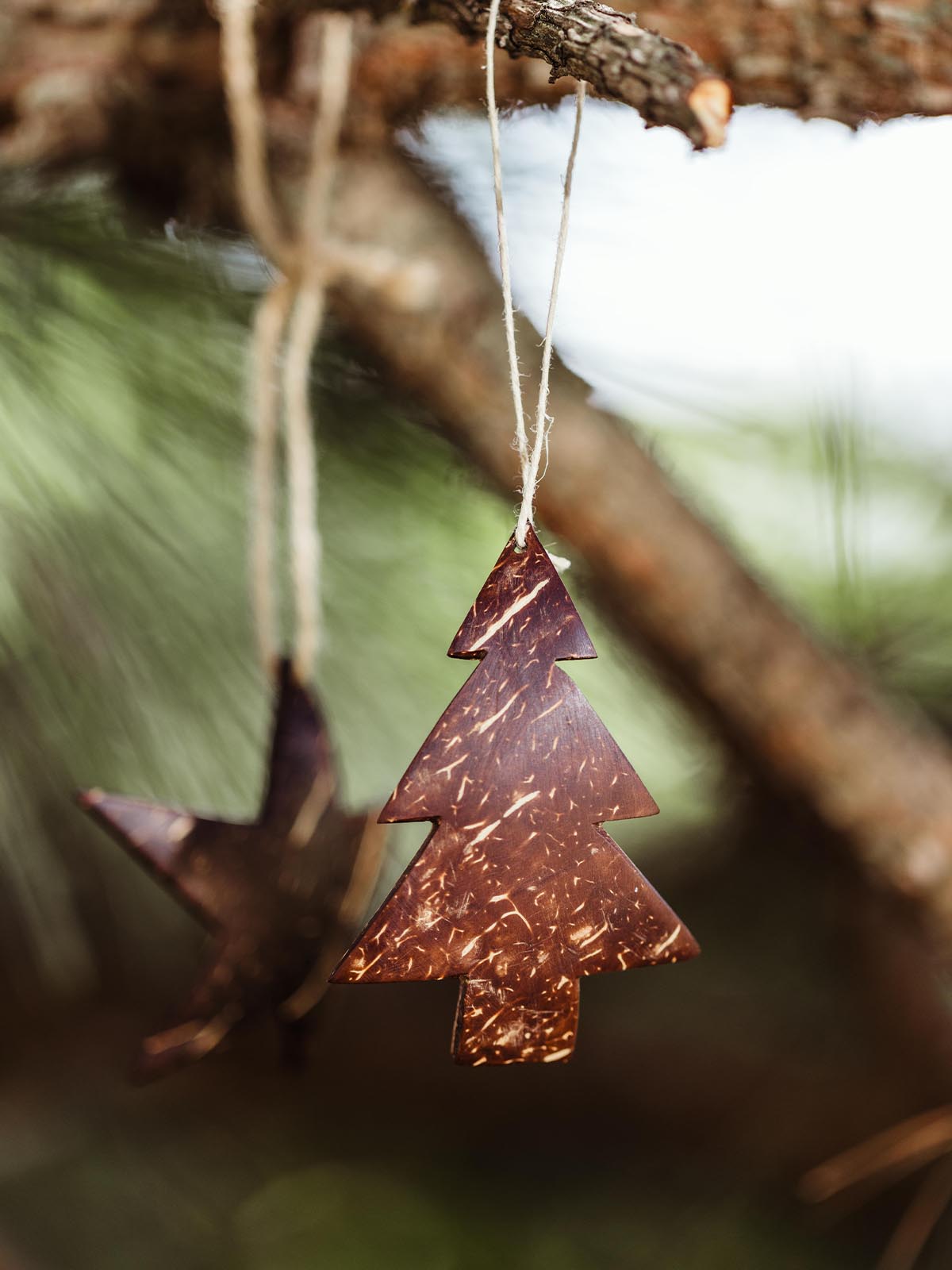 Carved Coconut Christmas Ornaments