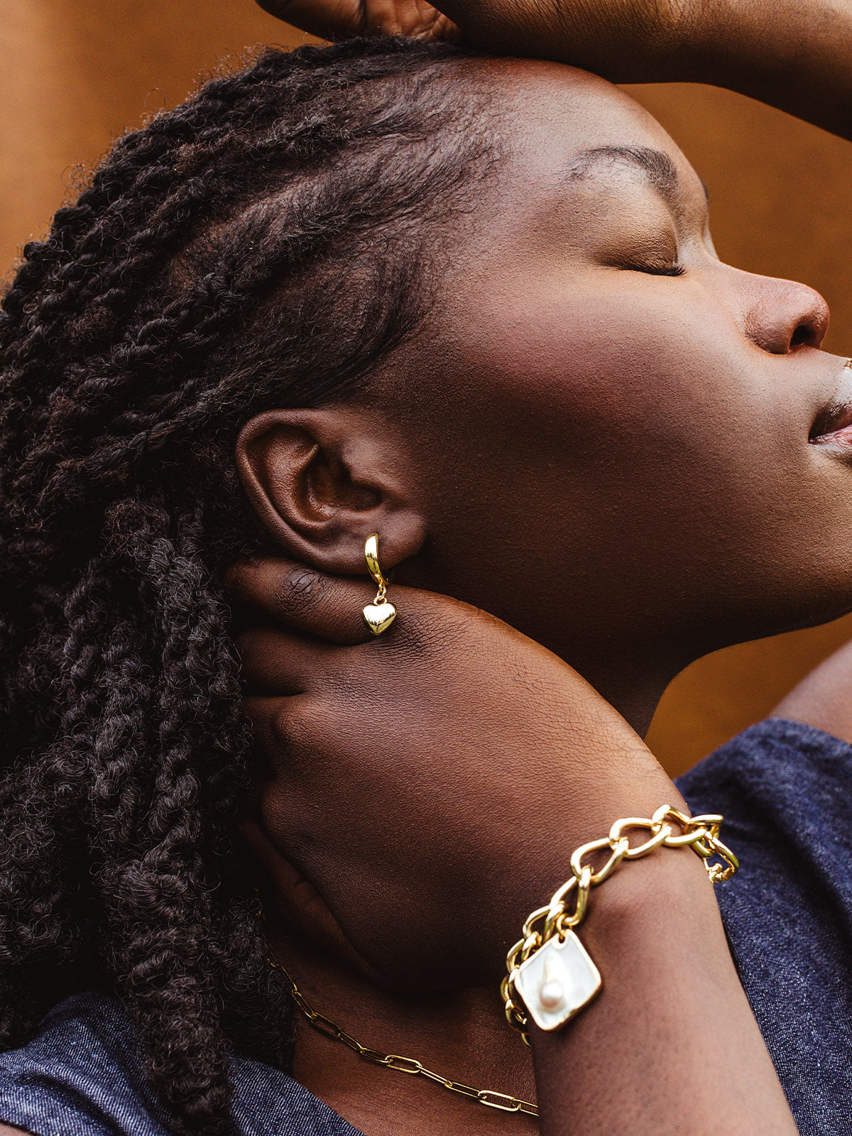 Kaila Gold Heart Hoop Earrings