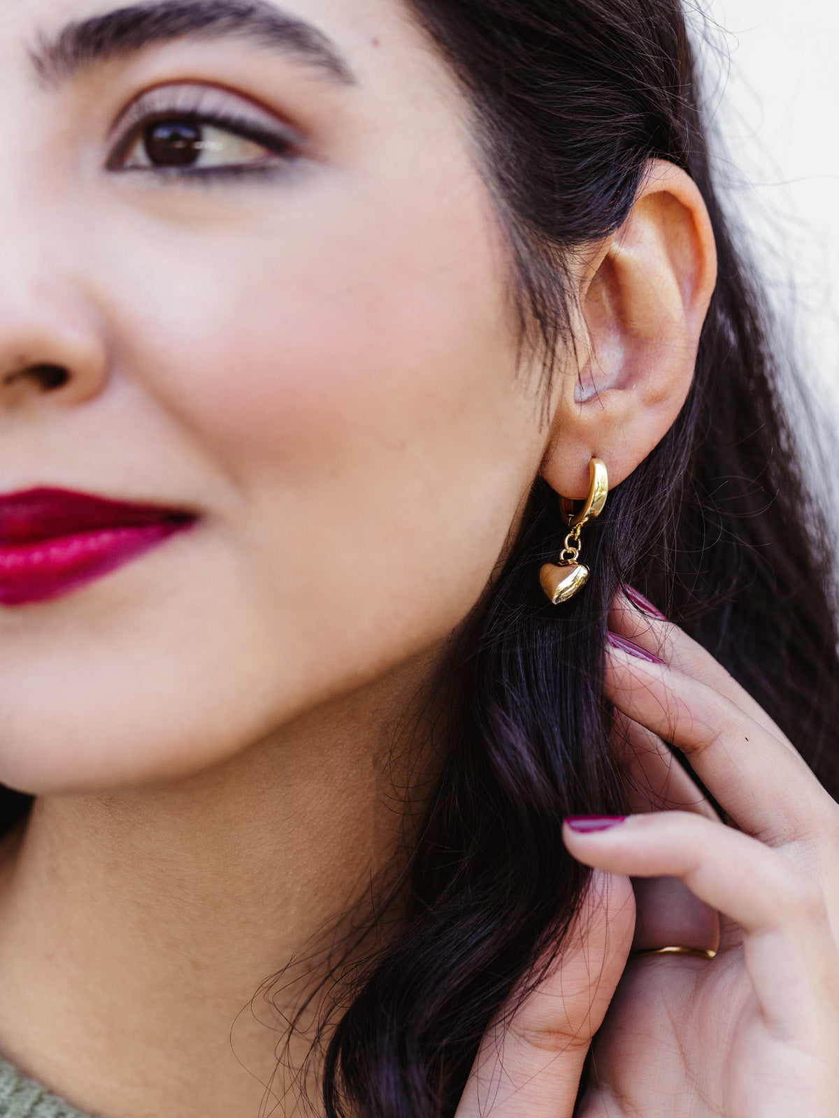 Kaila Gold Heart Hoop Earrings