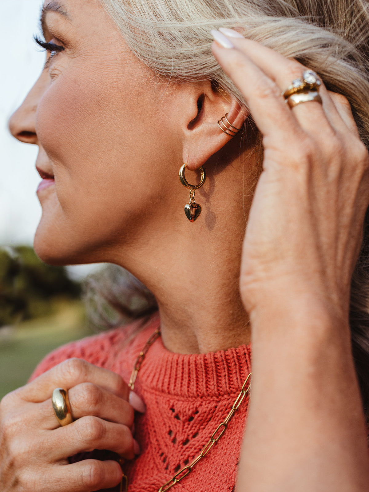 Kaila Gold Heart Hoop Earrings
