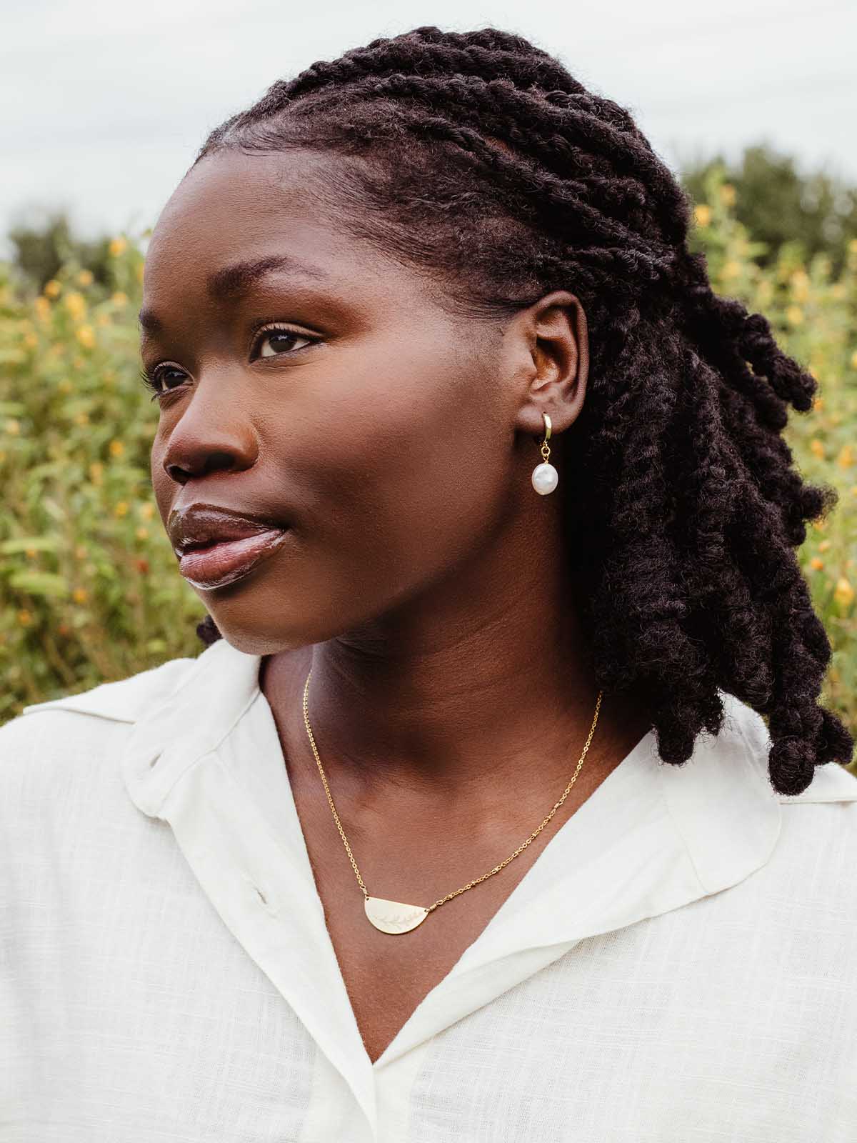 Grace Pearl Huggie Earrings