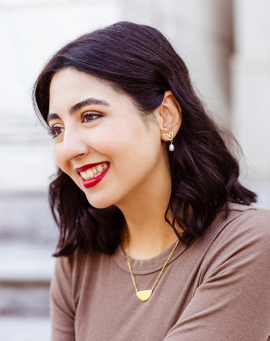 Beautiful Life Gold Heart & Pearl Earrings