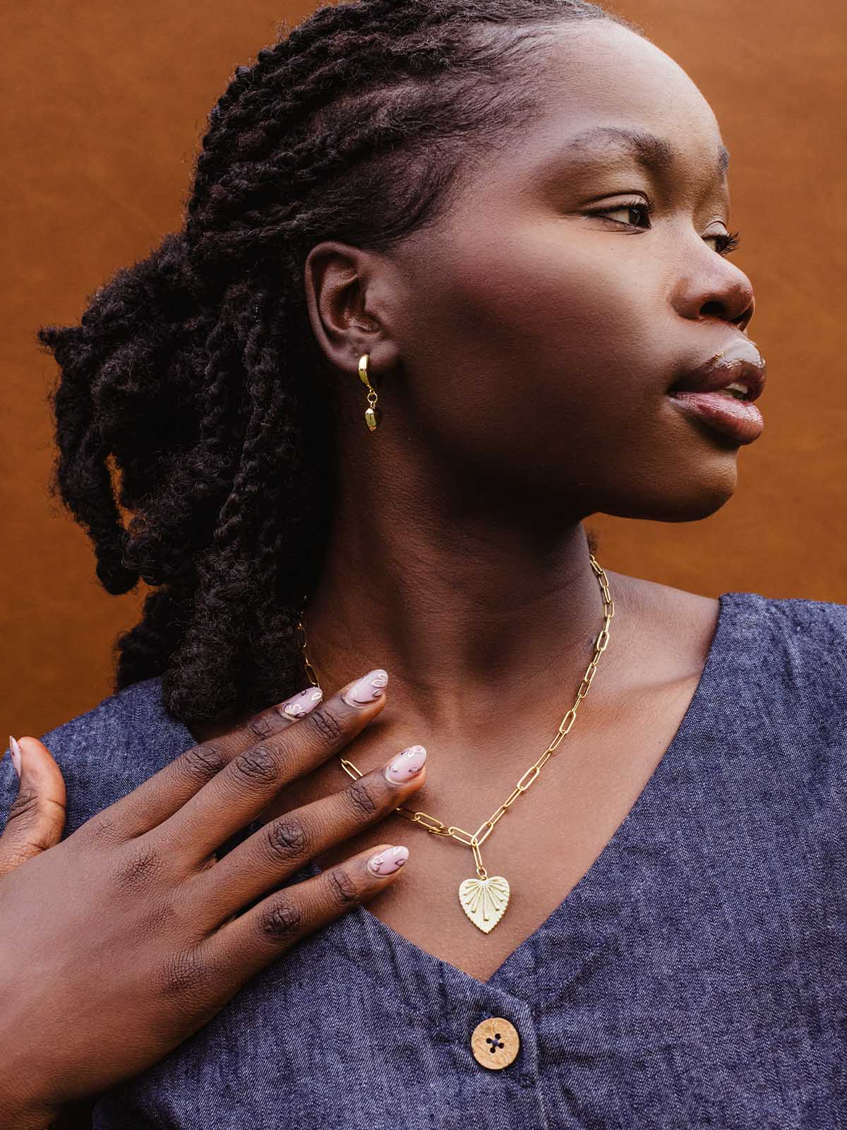 Rae Gold Paperclip Necklace with Heart Pendant