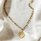Rae Gold Paperclip Necklace with Heart Pendant