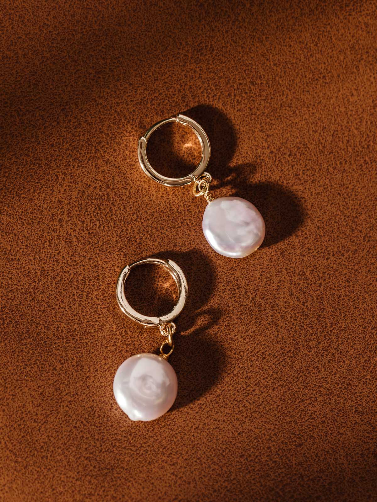 Grace Pearl Huggie Earrings