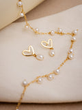Beautiful Life Gold Heart & Pearl Earrings