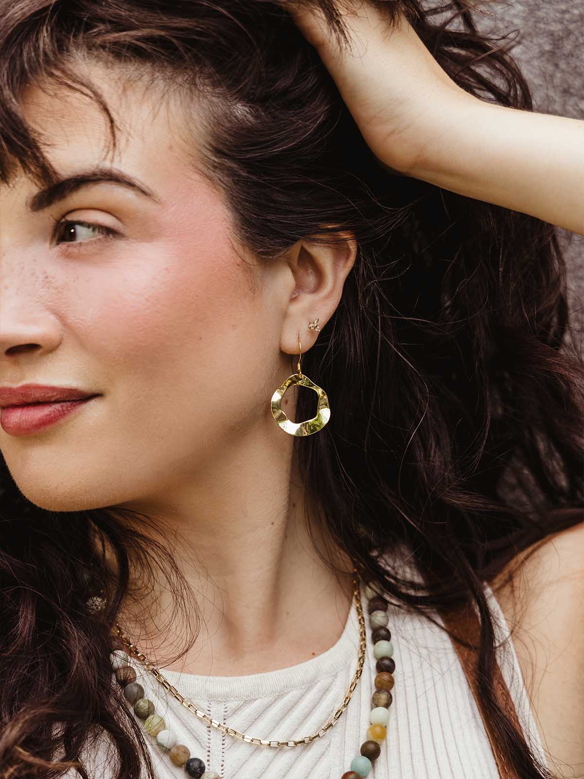 Solange Hammered Gold Circle Earrings