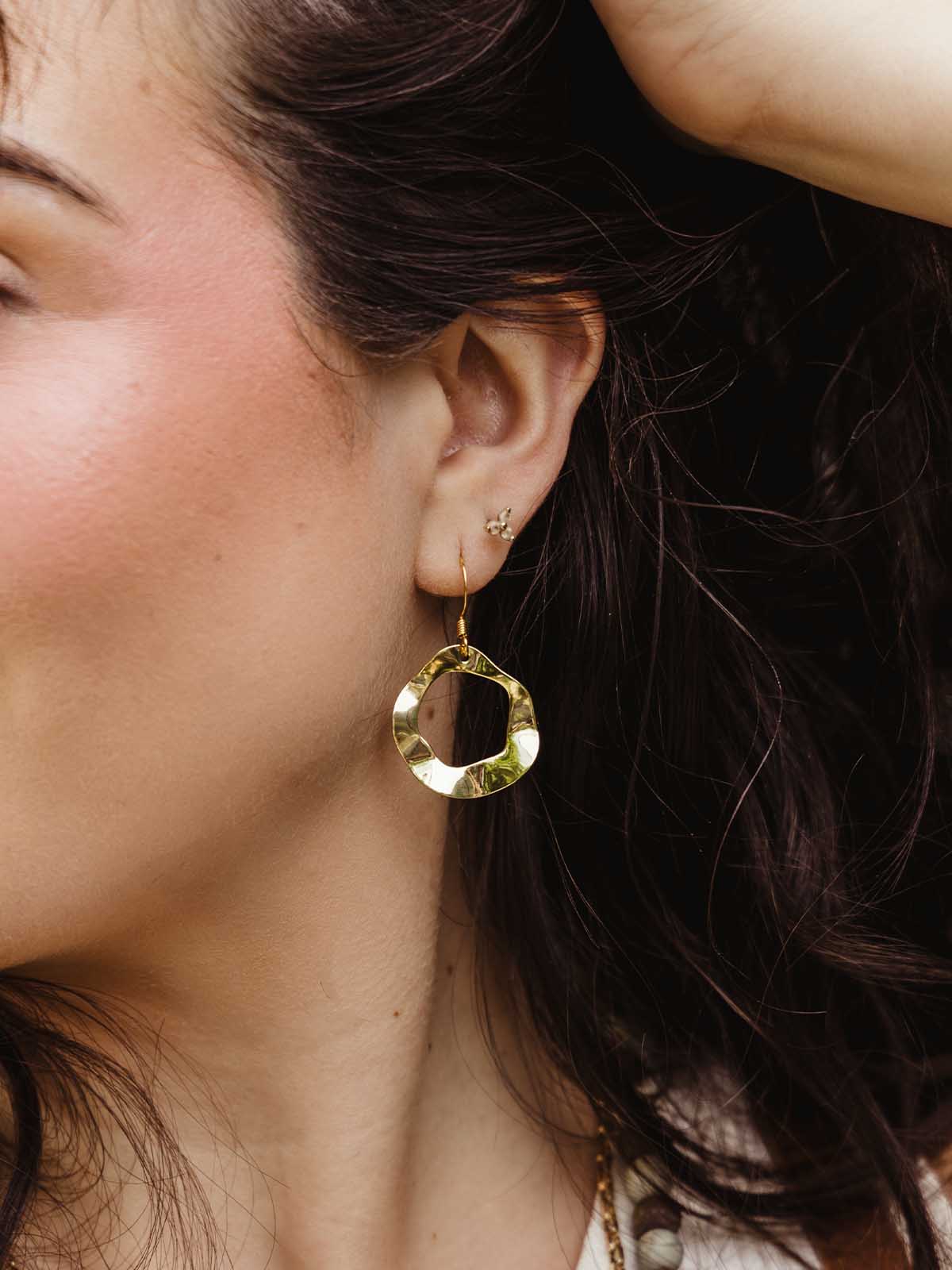 Solange Hammered Gold Circle Earrings