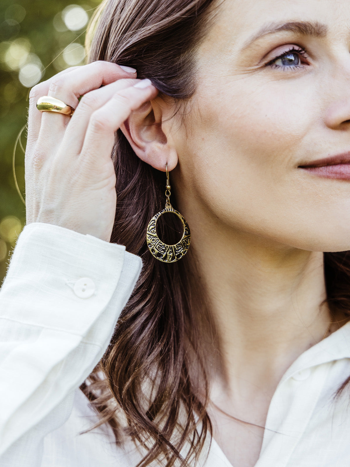 Mumtaz Oval Brass Earrings