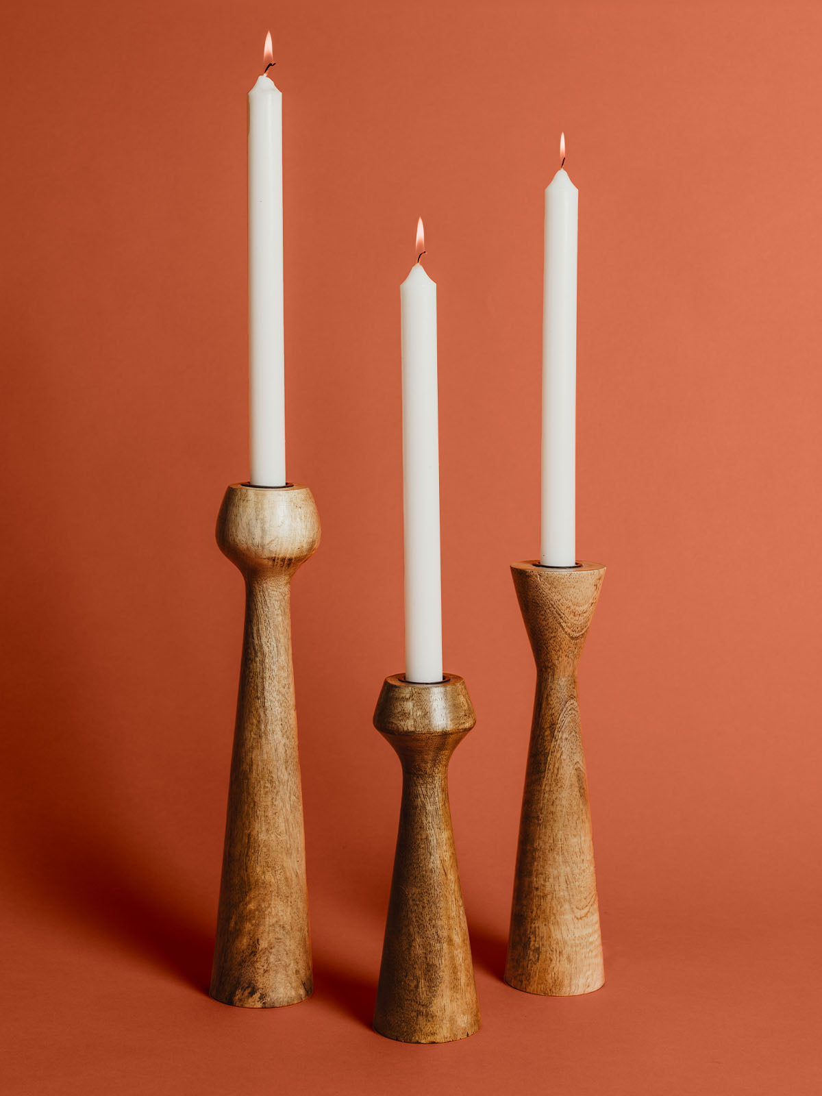 Katiera Wooden Candle Holder Set