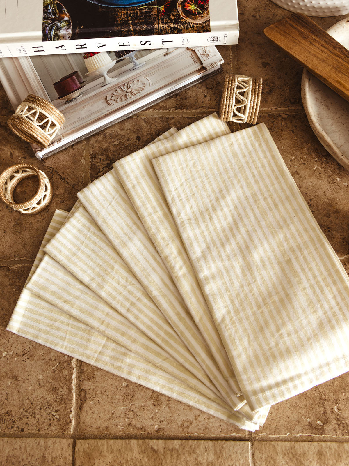 Garden Party Block Printed Stripe Napkin Set