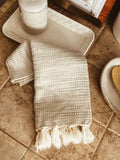 Gray Cotton Hand Towel with Fringe