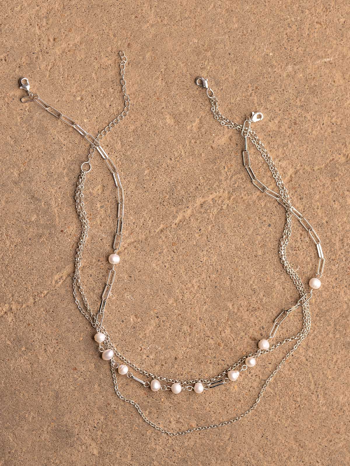 Coquette Silver Layered Necklace Set (Interchangeable)
